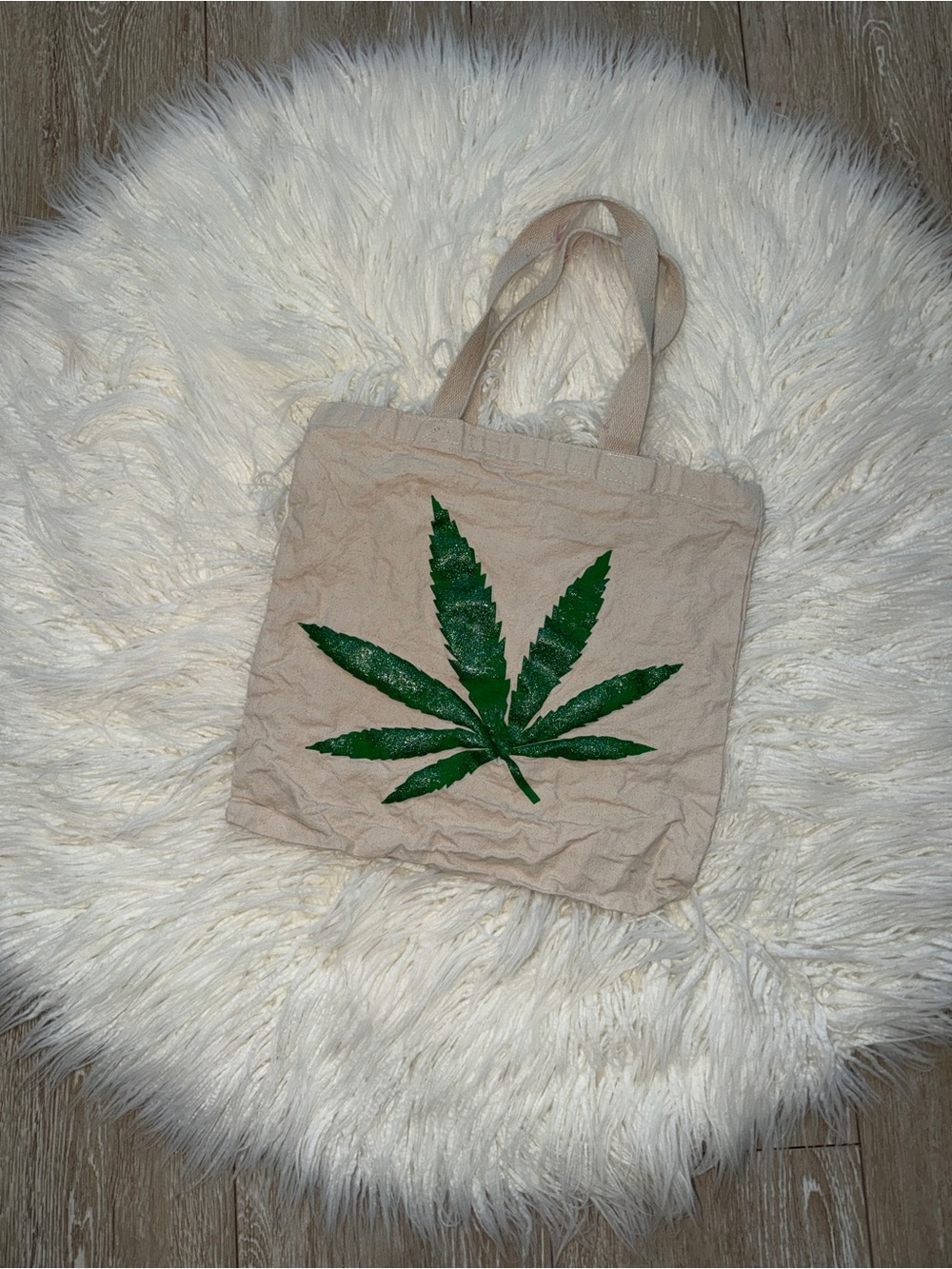 Gallery Department Canvas Tote Bag with Green Leaf Print - Beige/